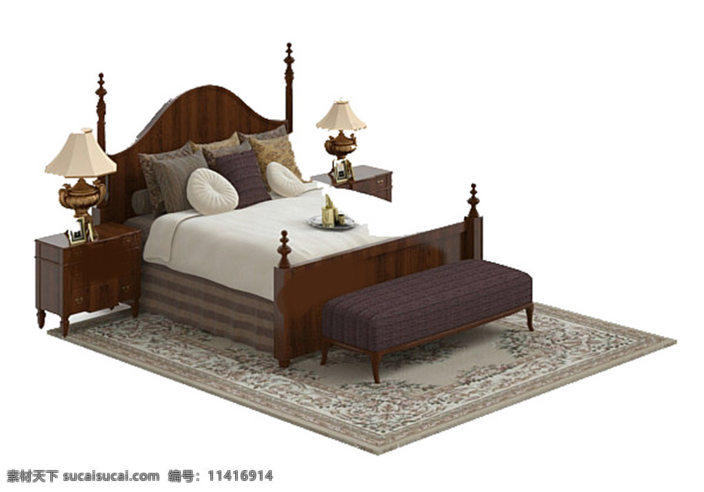 双人床 模型 模板下载 枕头 床 卧室 方 有贴图 家具组合 欧式拉手抽屉 max 白色