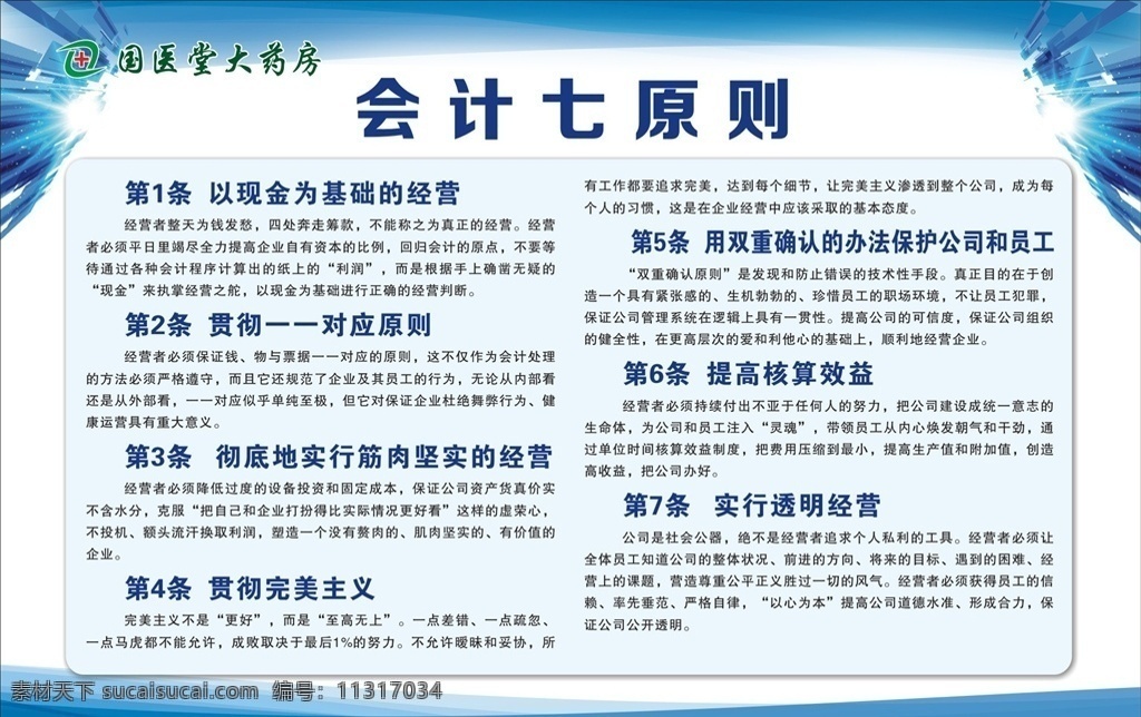 会计七原则 企业文化 通用企业展板 通用蓝色模板 通用蓝色展板 蓝色大气展板 企业展板