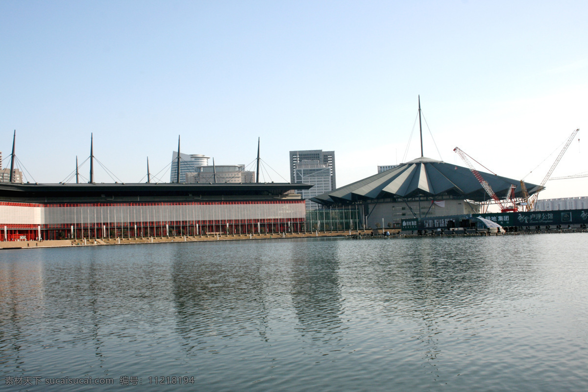 郑东新区建筑 水 建筑 自然景观 建筑景观 摄影图库