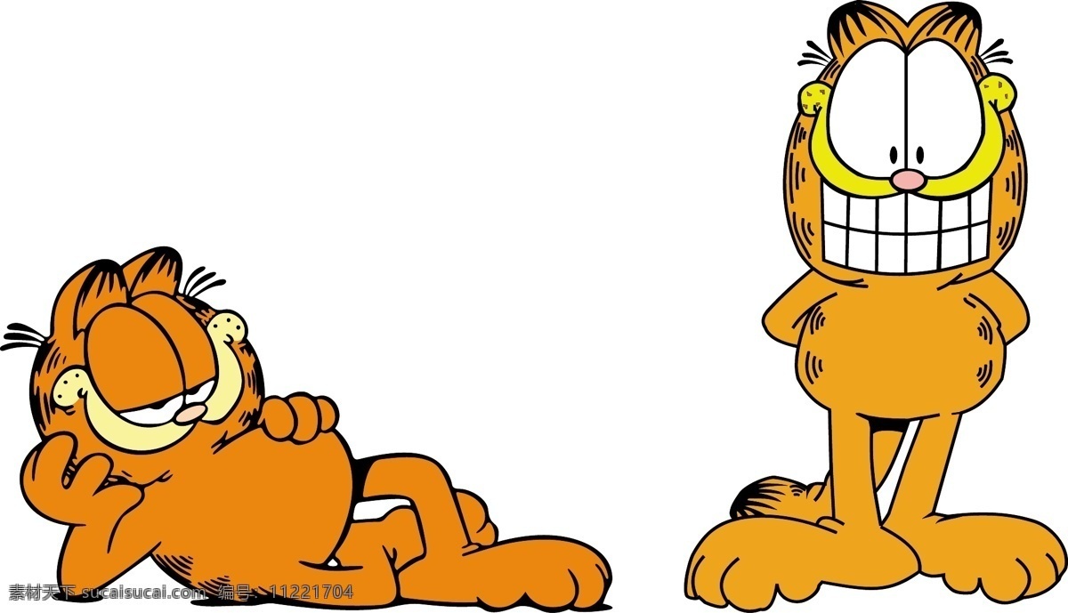 加菲猫 矢量 躺着猫 站 笑 动漫动画 动漫人物