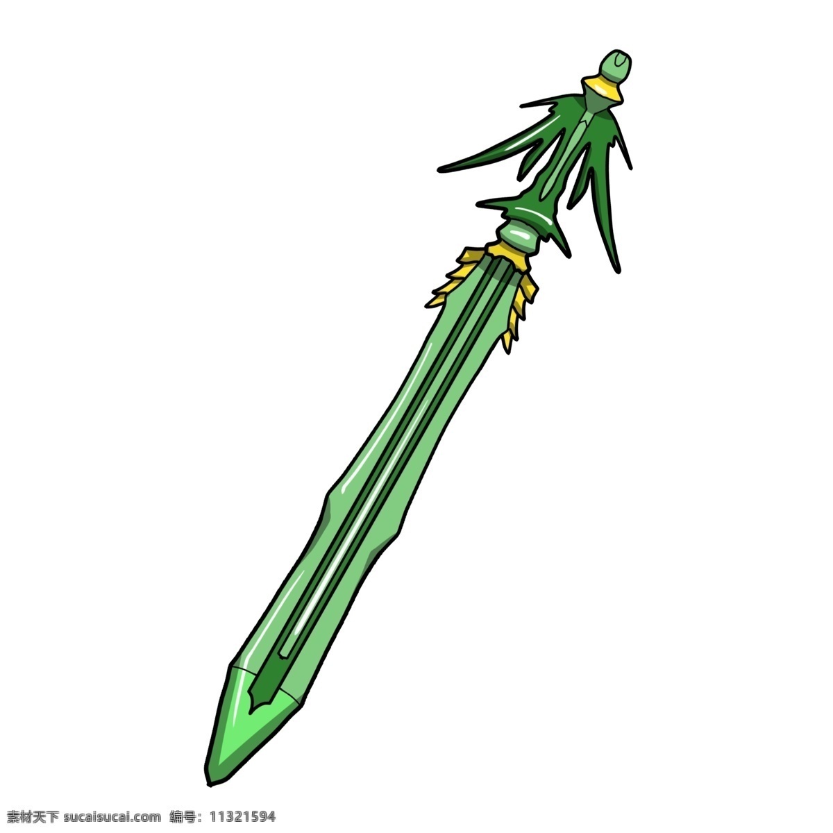卡通 手绘 侠客 精神 绿色 宝剑 插画 刀剑 剑具 佩剑 武器 兵器 锋利 尖锐 剑气 拔剑 武侠 威力 杀伤力 打斗精神