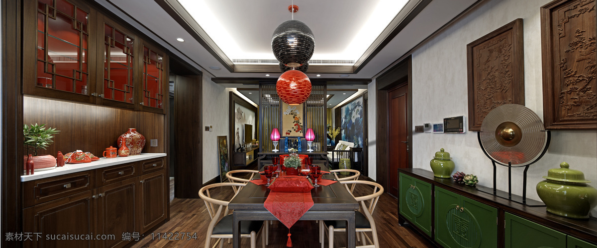 现代 时尚 客厅 黑色 圆形 吊灯 室内装修 效果图 客厅装修 红色吊灯 黑色吊灯 木制柜子
