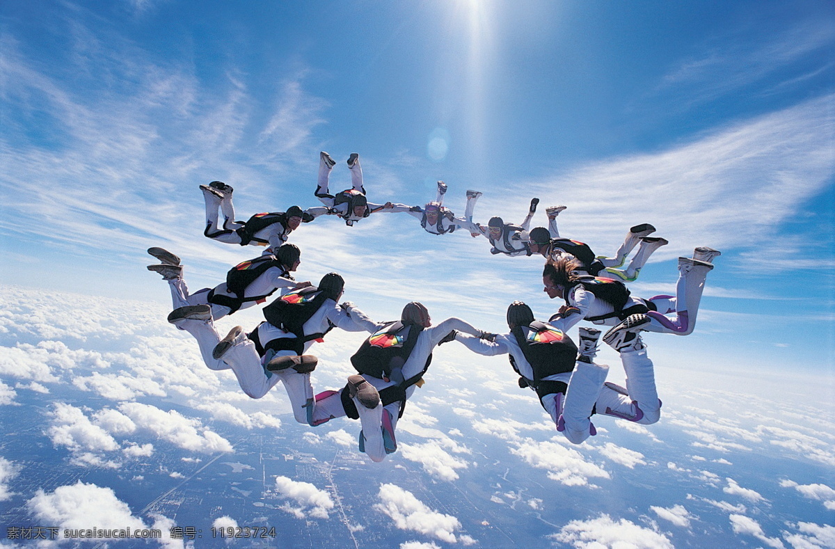 高空跳伞 跳伞 降落 跳伞比赛 下降 滑翔 飞翔 翱翔 伞兵 天空跳伞 极限运动 蓝天 白云 碧空 体育运动 文化艺术