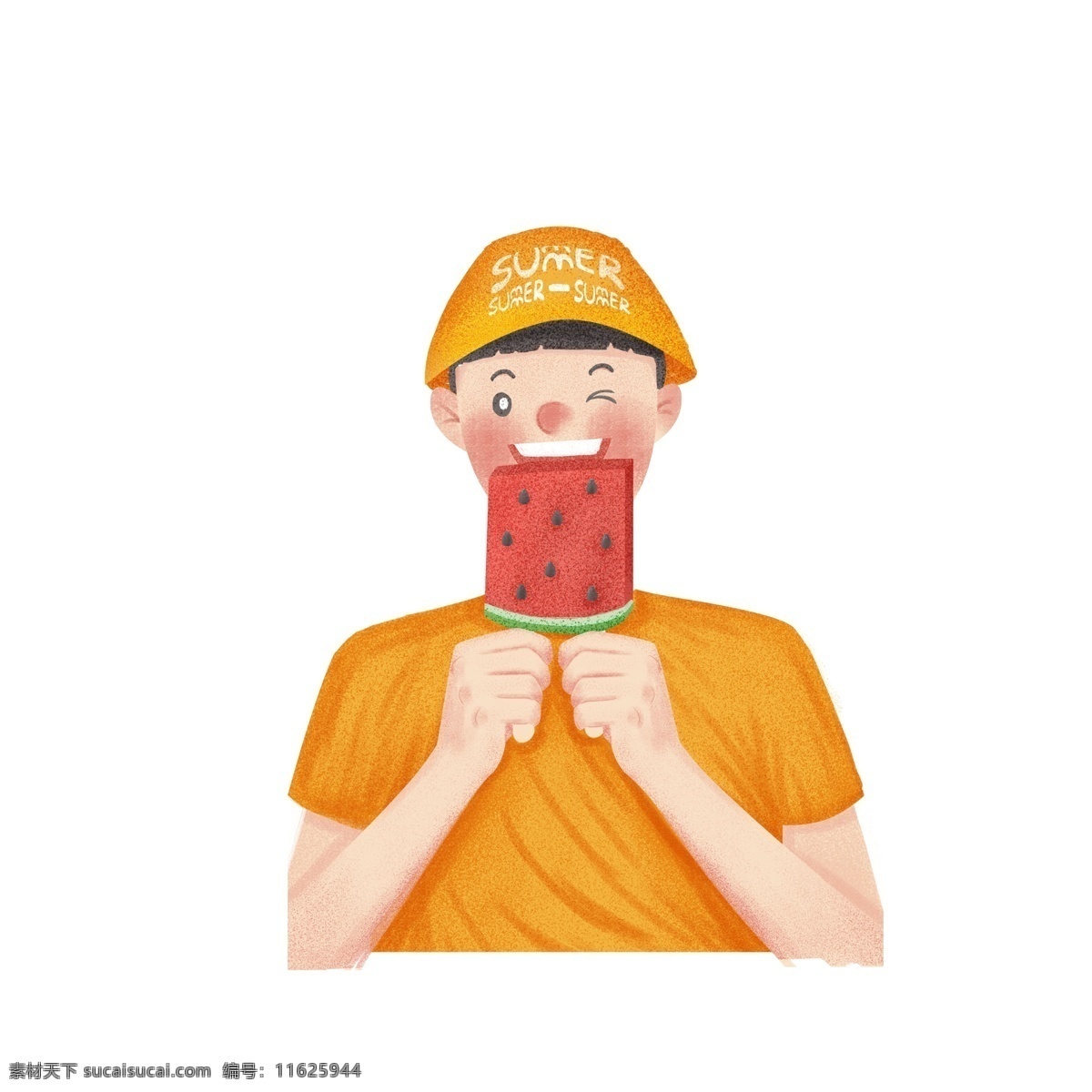 原创 彩绘 卡通 冰激凌 男孩 元素 青春 创意 设计元素 插画 阳光 男生