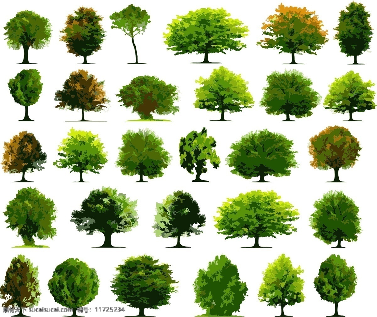 各种 树木 矢量 绿色植物 矢量树 植物 活着 矢量图 日常生活