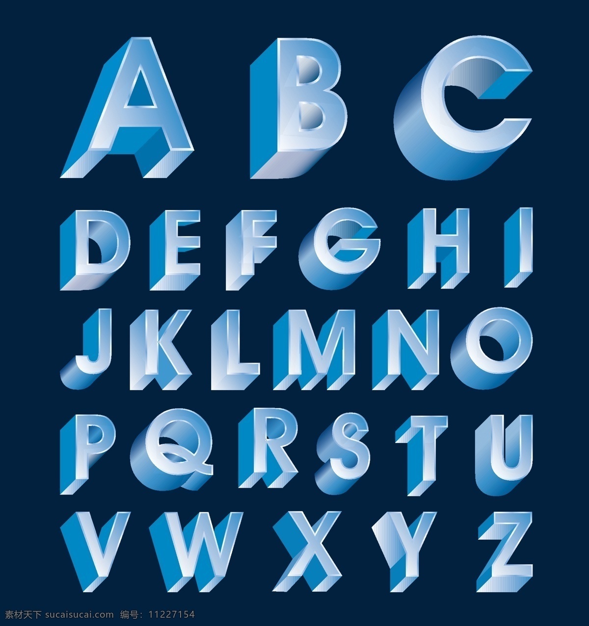矢量 三维 字母 系列 英国 字体 辉煌的 不同 字母表 中 立体声 矢量图 艺术字