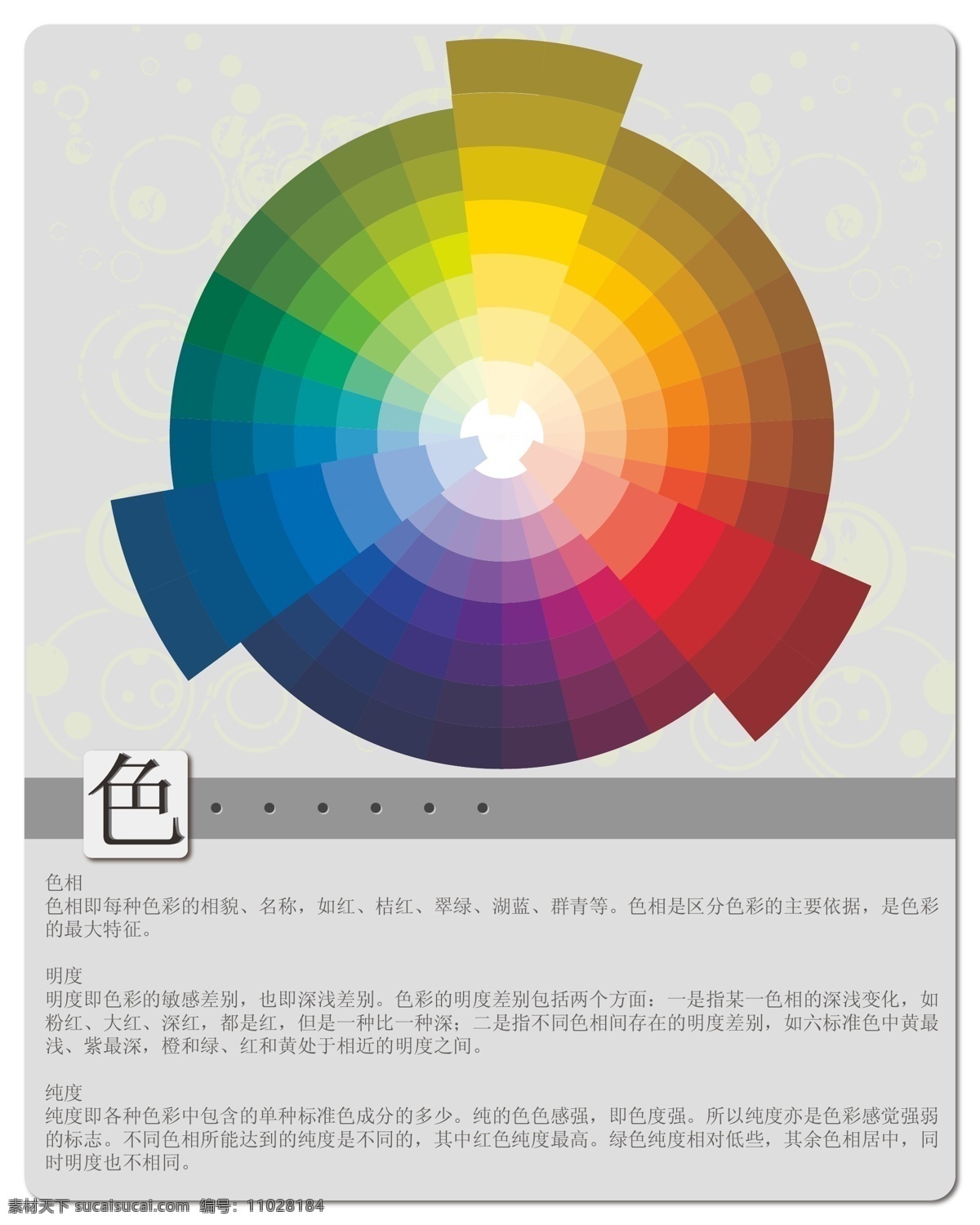 色彩原理 24色相环 海报 文字 底纹 环形 色相 明度 纯度 矢量