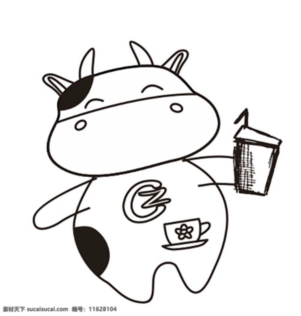 喝奶茶的小嘬 奶牛 奶茶 牛奶 动漫 简笔画 动画 黑白画 可爱 牛 咖啡 饮品 小牛 小奶牛 动漫动画 动漫人物