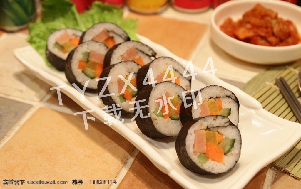 原味紫菜卷饭 寿司卷 韩国料理 韩国小吃 韩国美食 韩餐图片 美食图片 餐饮美食