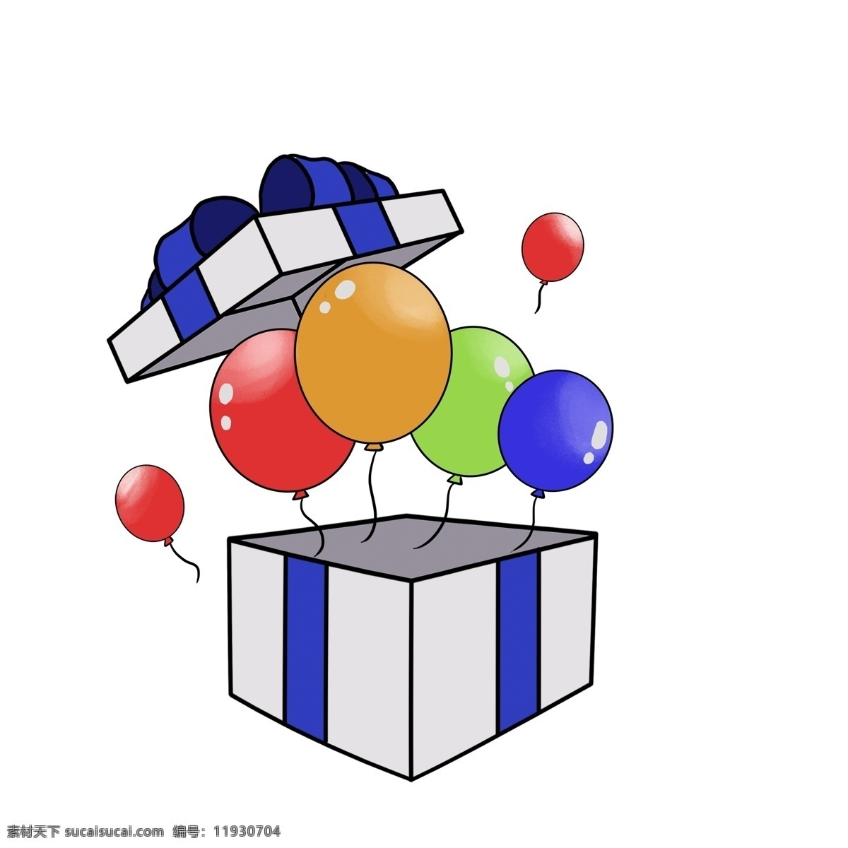 卡通 节日 促销 气球 礼盒 插画 喜庆 婚庆 可爱 丝带 商场