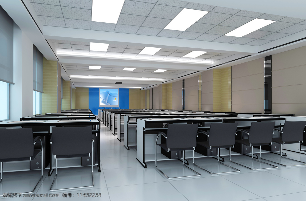 电教室 效果图 3d设计 培训中心 多媒体教室 电脑室 智能培训中心 3d模型素材 其他3d模型
