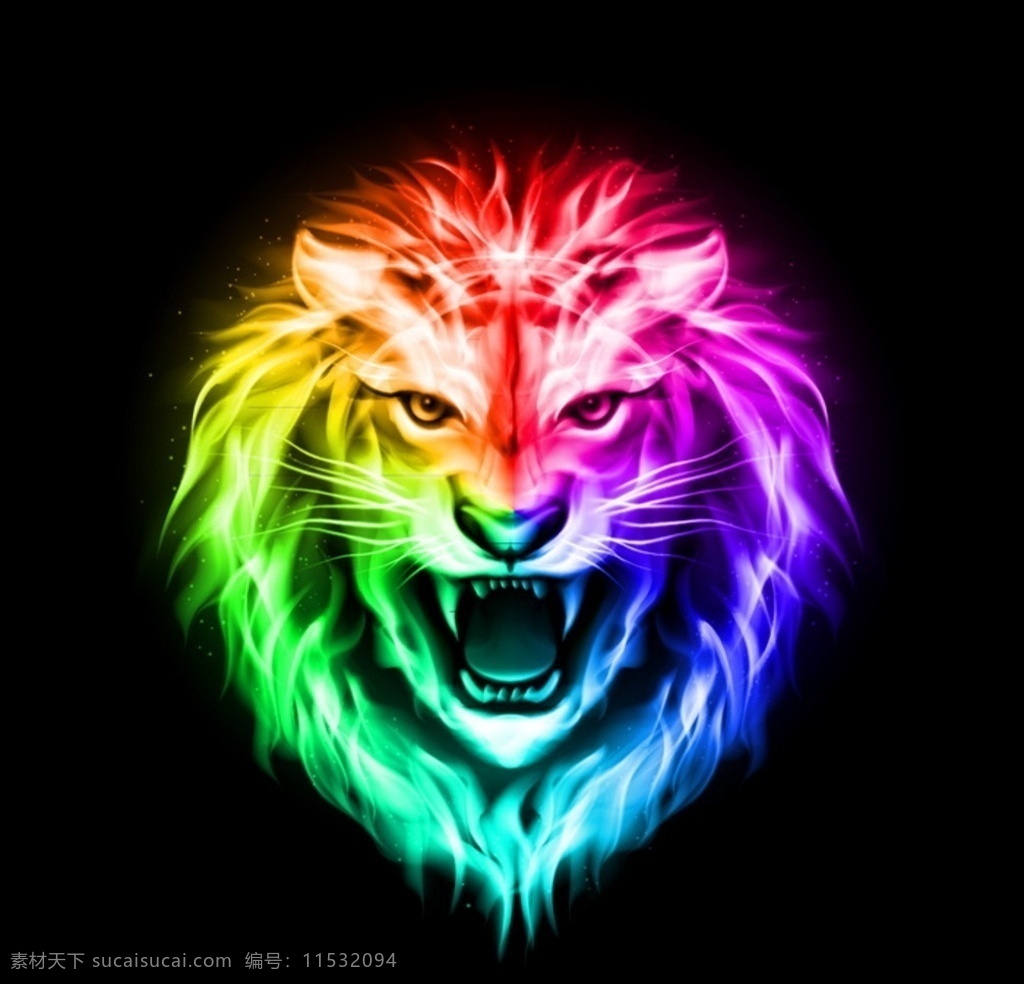 创意火焰狮子 狮子 雄狮 火焰 燃烧 梦幻 艺术 创意 抽象 动漫 游戏 背景