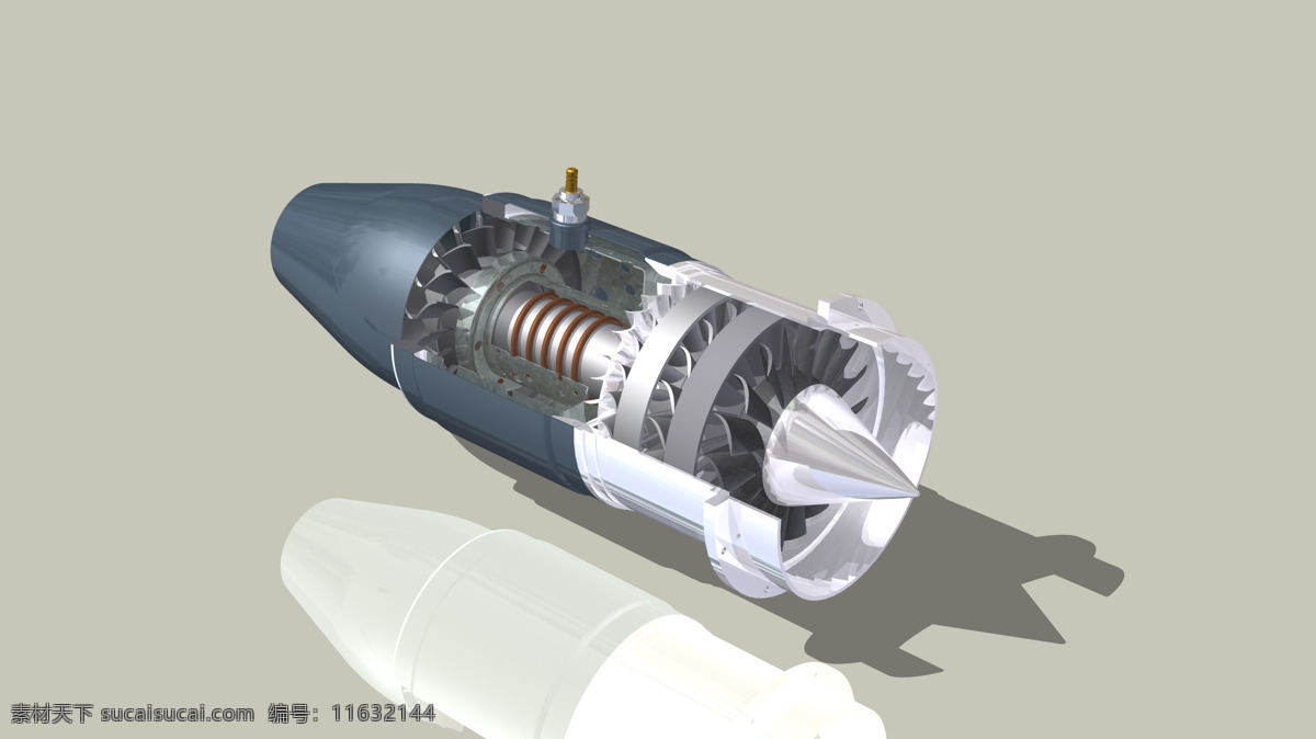 英寸 直径 级 轴流式 喷气发动机 机械设计 军事 航空航天 杂项 3d模型素材 建筑模型