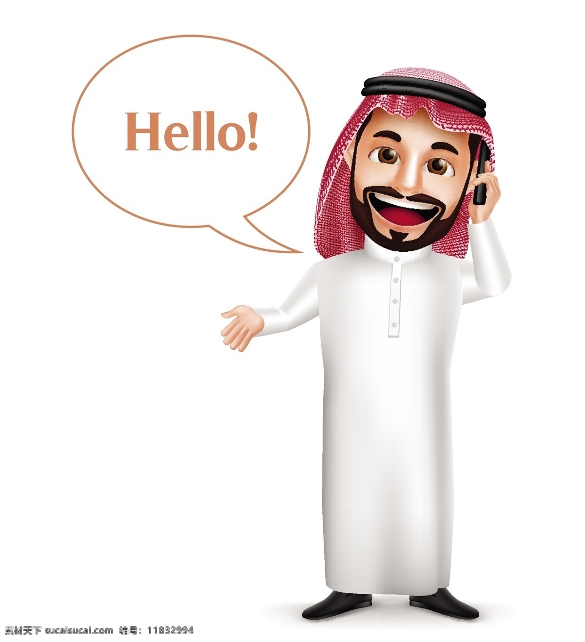 打电话 阿拉伯 男性 插画 对话框 阿拉伯男人 男性插画 卡通男人 卡通插画 可爱卡通 卡通插图 日常生活 矢量人物 矢量素材