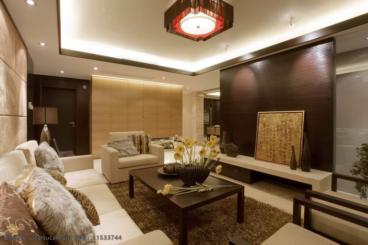 新 中式 风格 客厅 装修 室内 新中式 照片 家居装饰素材 室内设计