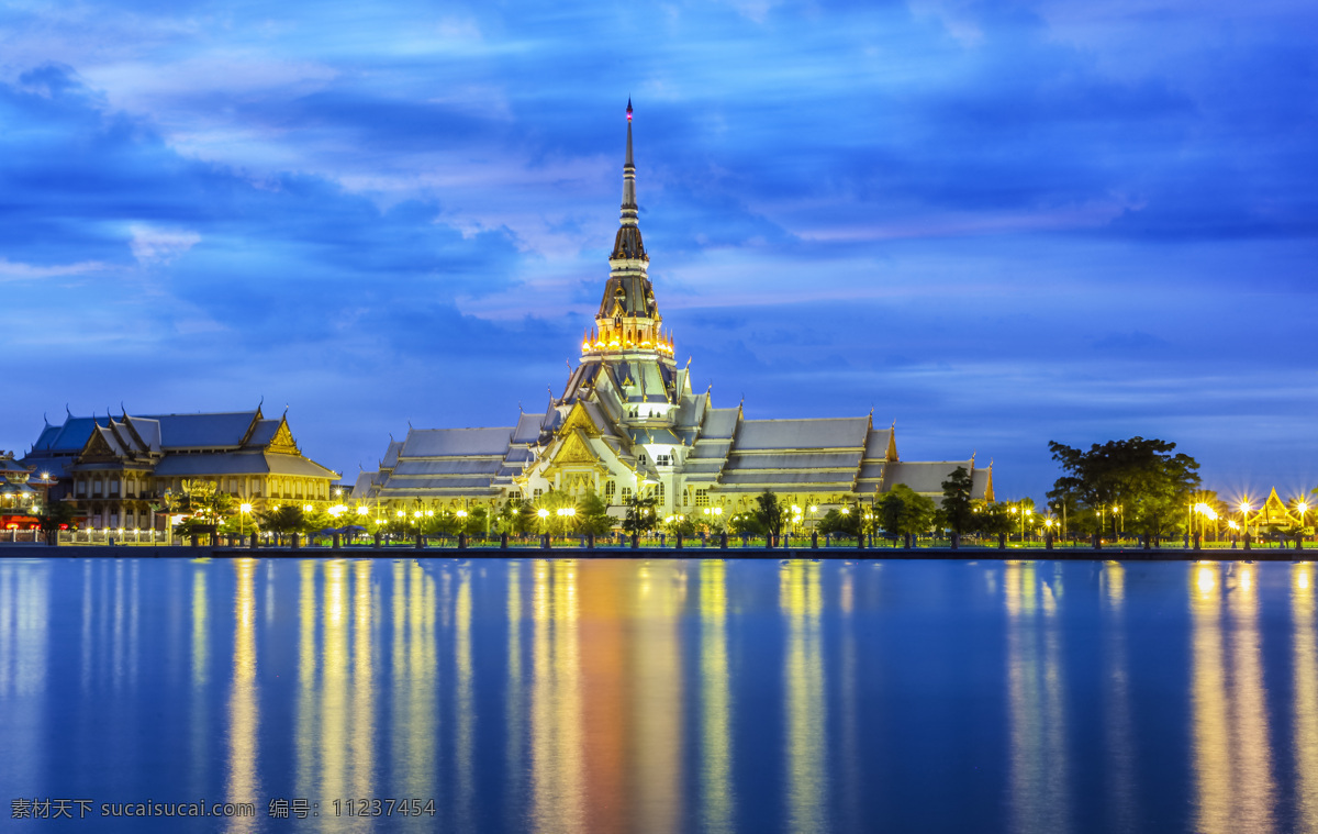曼谷 泰国 城市 夜景 灯光 倒影 河水 天空 二次曝光 异国风光 建筑 国外旅游 旅游摄影