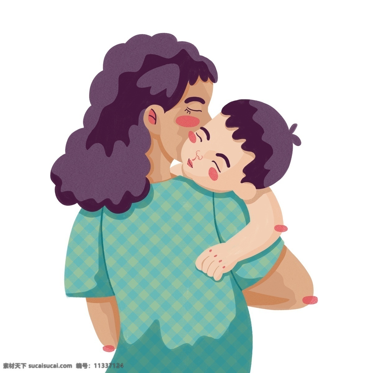 扁平化 母亲节 母子 俩 卡通 创意 母子俩 插画 人物设计 妈妈 宝宝