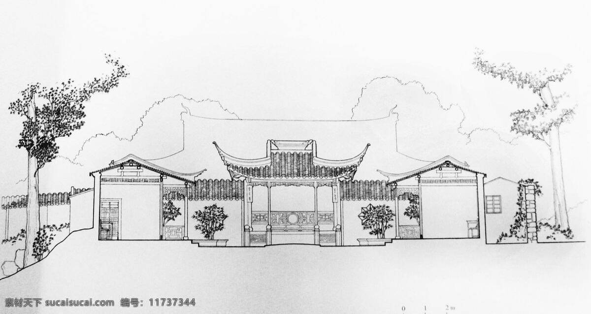 中国式 庭院 效果图 建筑 平面图 手绘图 图纸 城堡 建筑施工图 建筑平面图 欧式建筑 建筑效果图 手绘施工图