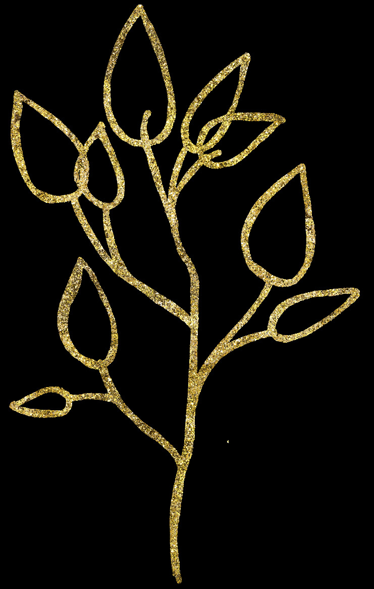 金色 线条 植物 图案 树枝 叶片 简笔绘画 花朵 玫瑰花 奢华 纹理 创意 装饰图案