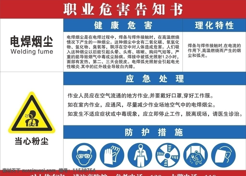 职业 危害 告知 书 职业危害 职业病 危害告知书 危害告知卡 标识 电焊 电焊烟尘 当心粉尘