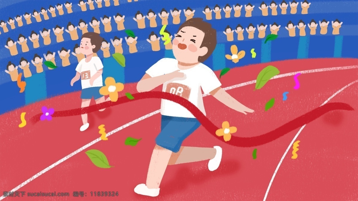 运动场 跑步 比赛 男生 卡通 背景 跑道 体育场