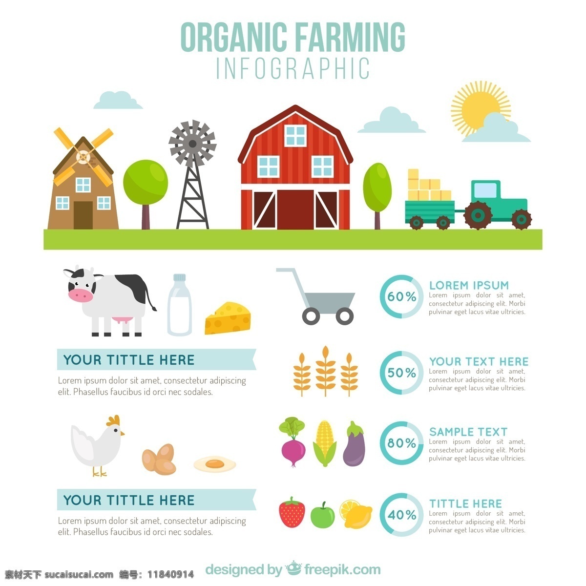 可爱 农场 农具 信息图表 自然 模板 苹果 蔬菜 牛奶 牛 鸡 图表 图形 生态 工具 有机 信息 草莓 流程 数据 最新矢量素材