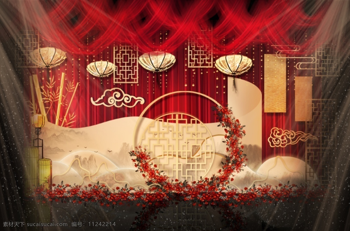 香槟 红 金 新 中式 主题 婚礼 中式婚礼 新中式红色 中国 风 喜庆 色