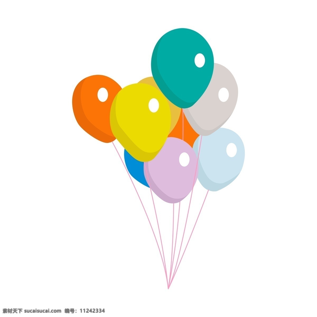 卡通 五彩气球 儿童节 五颜六色 卡通气球 一束气球 漂浮的气球 节庆 欢乐气氛 各色气球