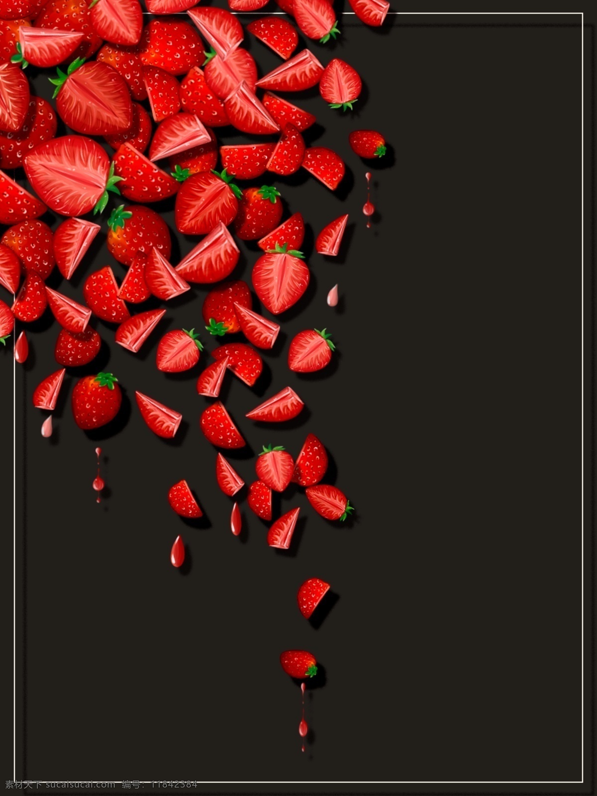 纯 手绘 原创 红色 草莓 小 清新 水果 食物 黑色 背景 边框 小清新 黑色背景 纯原创 纯手绘 可爱草莓