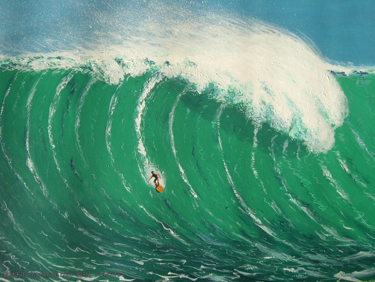 冲浪 绘画 艺术 丙烯酸 海浪 夏威夷 网上冲浪者 绘画书法 文化艺术