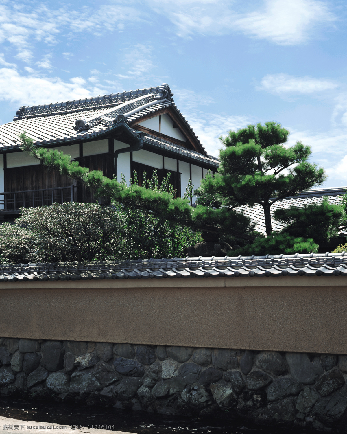 日本 别墅 白云 房屋 风格建筑 建筑 蓝天 日式建筑 松树 特色建筑 天空 日本别墅 日本摄影