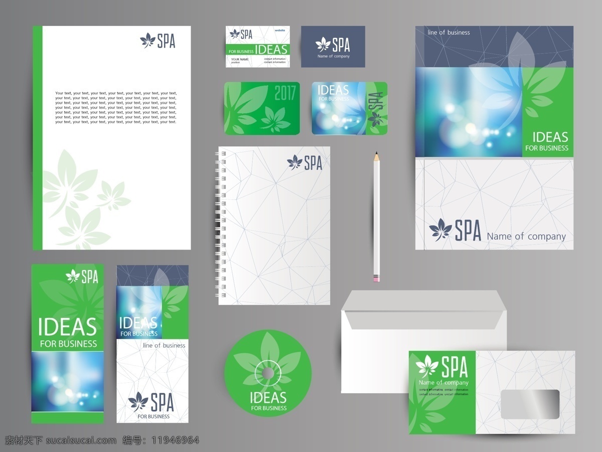 几何抽象 vi系统 图案 视觉元素 视觉系统 炫彩 缤纷 多彩 几何 抽象 花朵 蓝色 绿色 红色 记事本 线圈本 信封 光盘 封套 卡片 广告设计素材