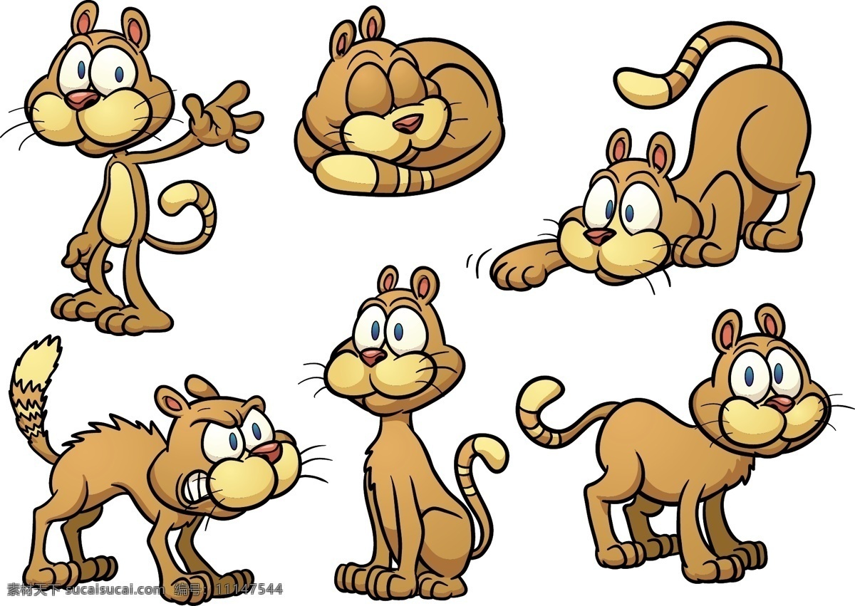 卡通猫矢量图 卡通猫 小猫咪 小猫 动作猫 猫的动作 各种猫卡通 卡通设计