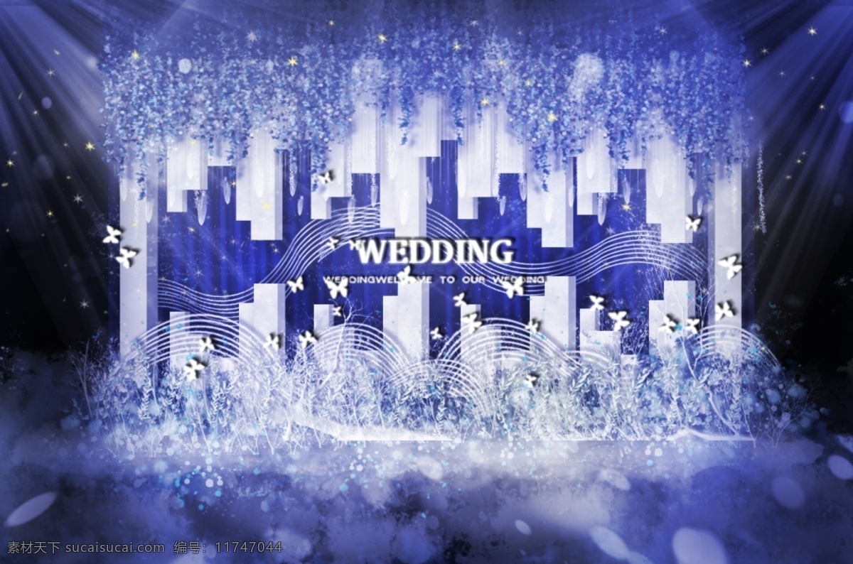 梦幻 几何 蓝紫色 婚礼 迎宾 区 效果图 西式 时尚 鲜花 婚礼效果图 迎宾区 仙气