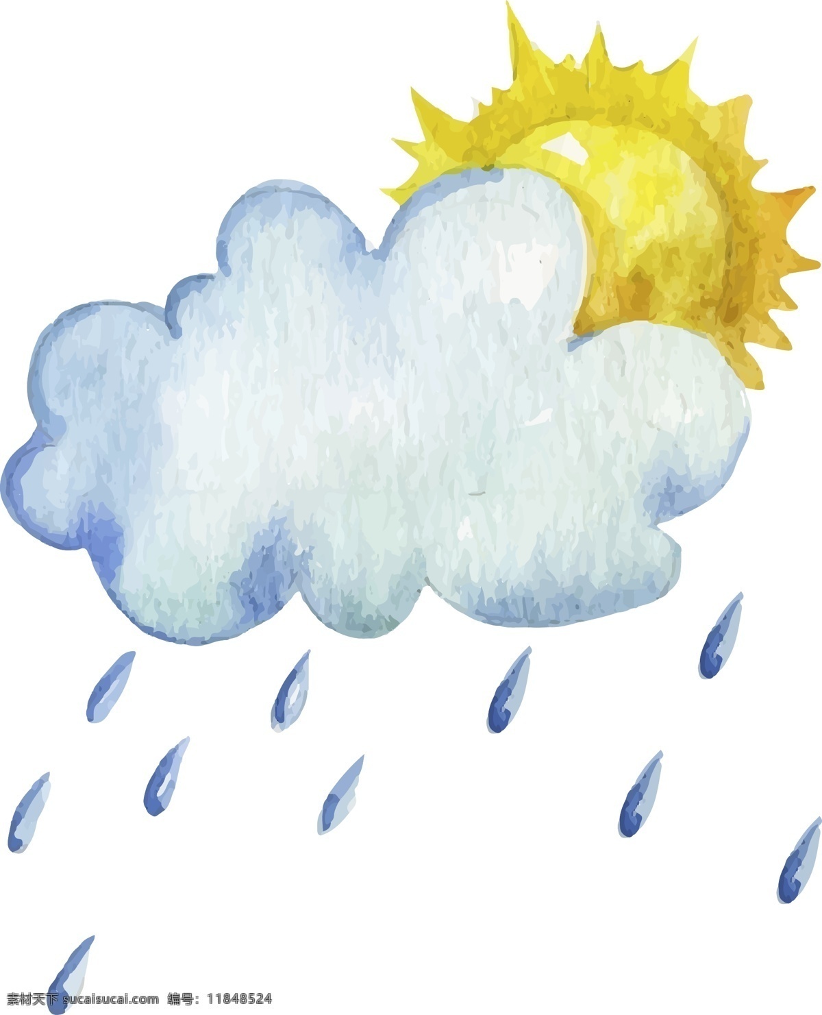 太阳 雨云 矢量 太阳雨云 矢量素材 矢量图 卡通素材