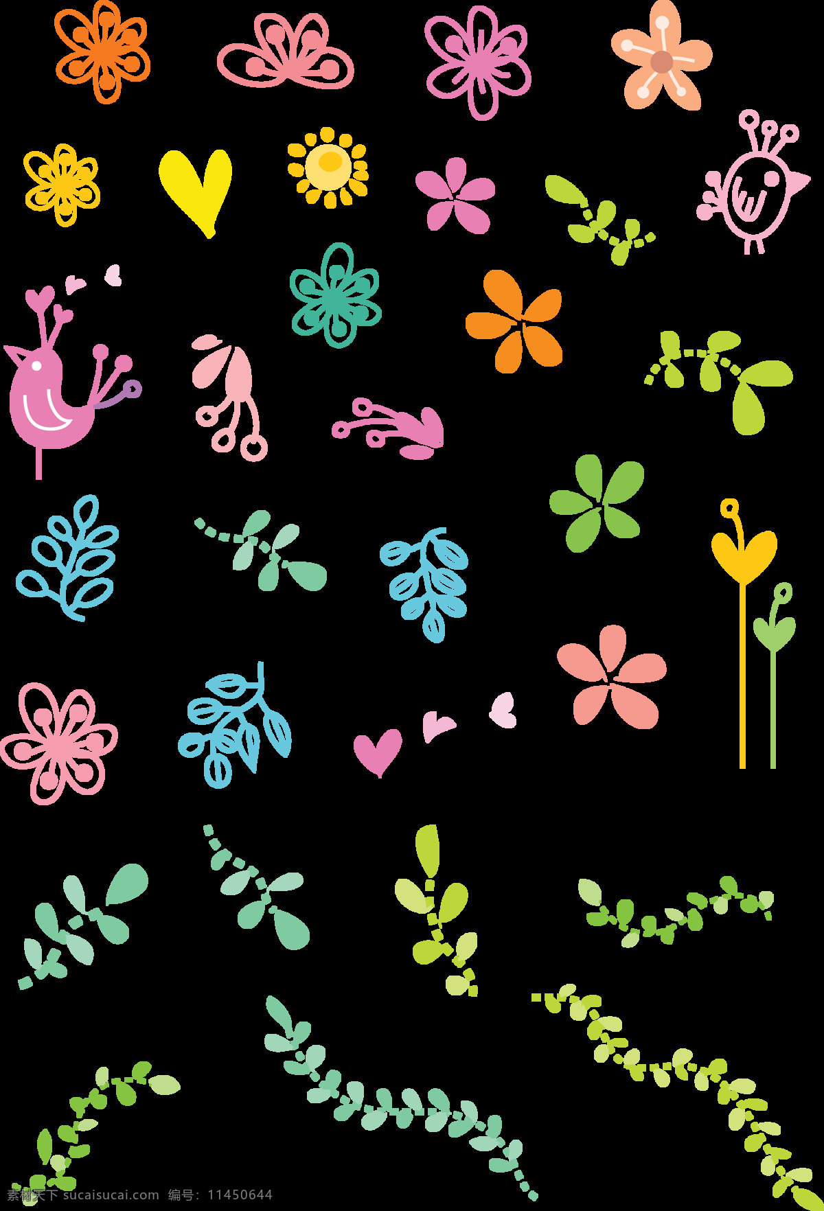 爱心 底纹边框 花边花纹 花朵 花纹 花纹图案 可爱 绿叶 鸟儿 图案 设计素材 模板下载 植物 小花 太阳 矢量图 花纹花边