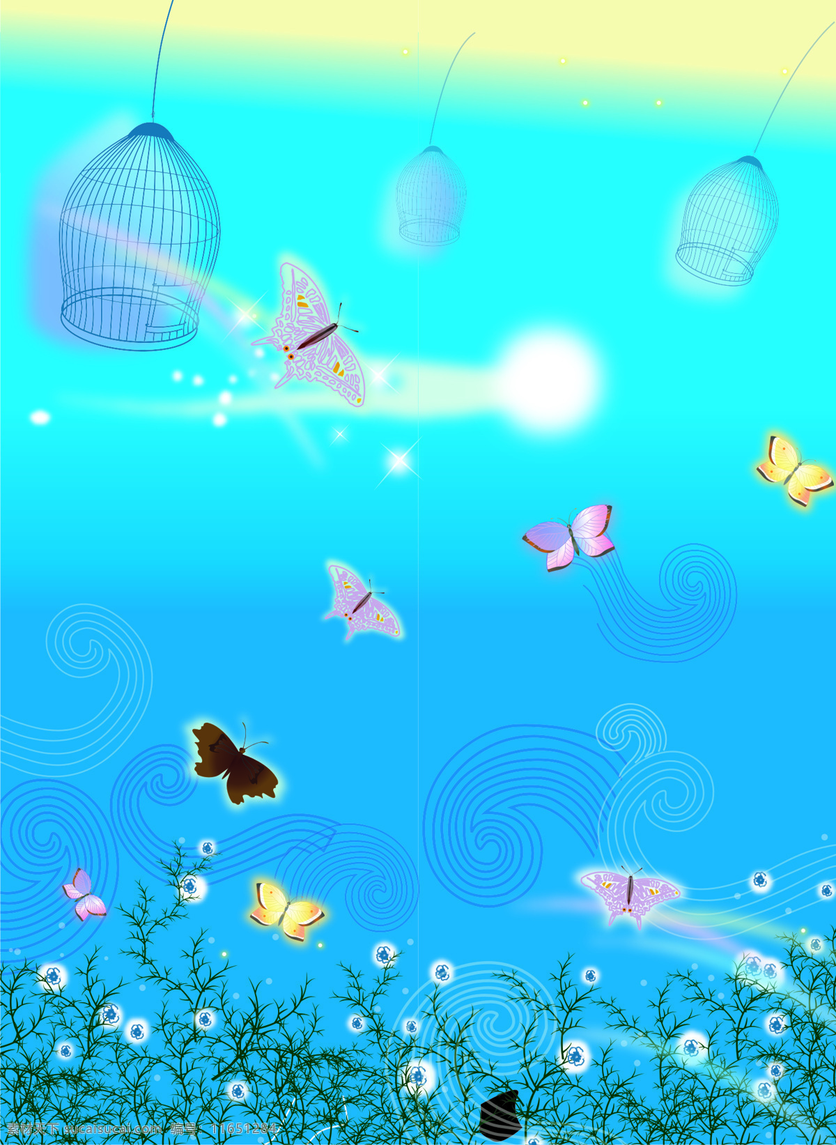 电脑 桌面 背景图片 动态 背景 海底世界 蝴蝶 鸟笼 设计图库 鱼 桌面背景图片
