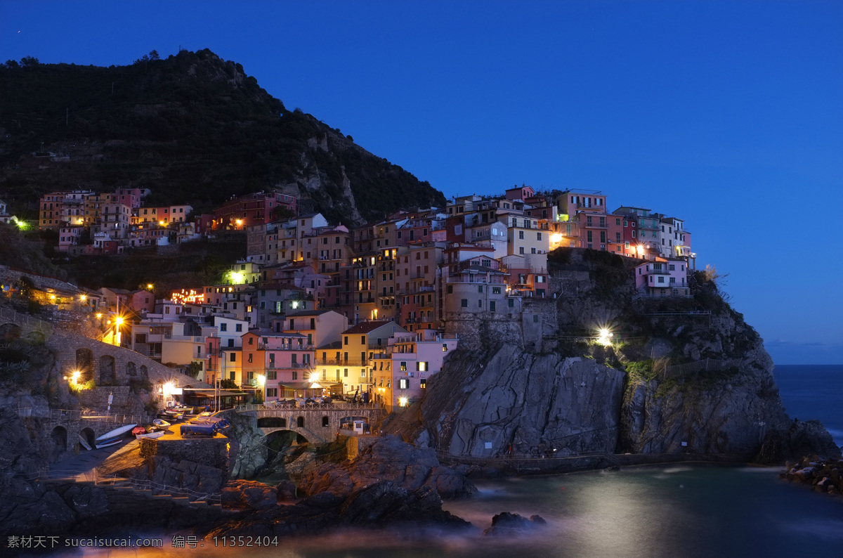 山上 房子 夜景 高清 风景 风光 蓝天 夜空 夜晚