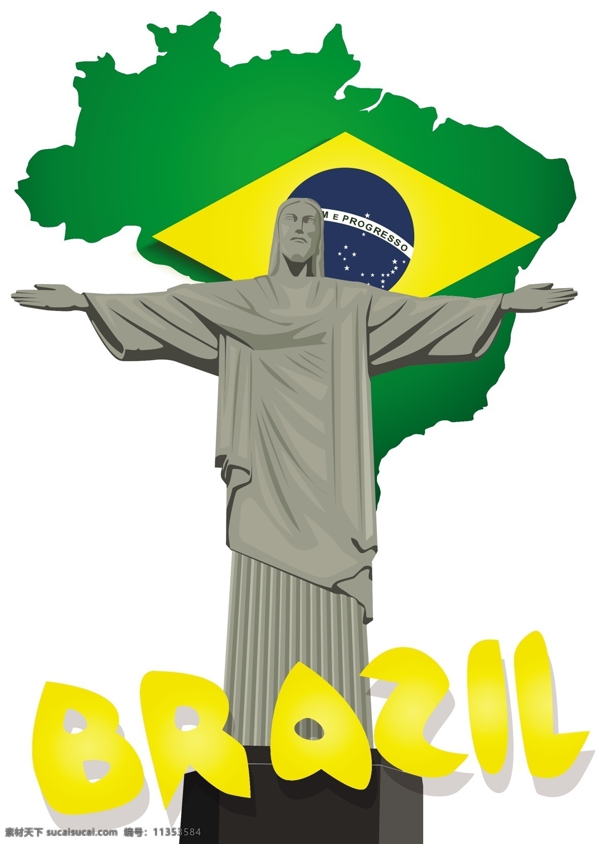 巴西 地图 神父 背景 模板下载 神父雕像 世界杯 足球 体育运动 生活百科 矢量素材 白色