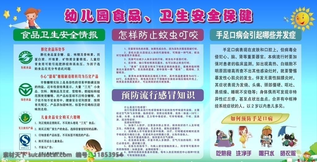 幼儿园 食品安全 宣传栏 学校 学校宣传栏 食品安全宣传 卡通学生 展板背景 cdr文件 可下载编辑