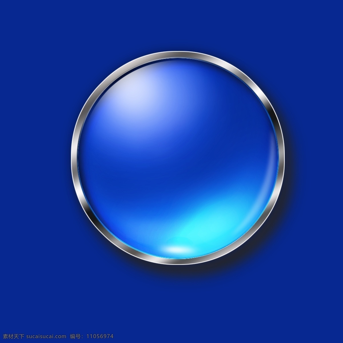 蓝色水晶按钮 金属边玻璃球 水晶球 分层 源文件