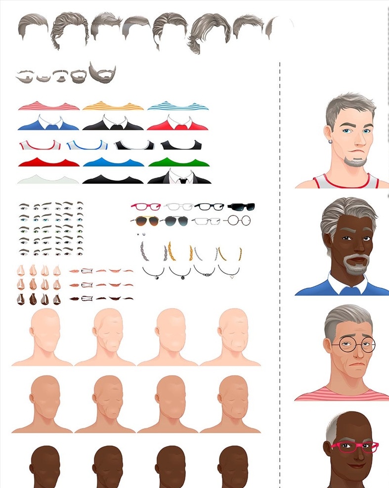 卡通头像 发型 男性头像 男性头像素材 头像组合 矢量人物 头像元素 彩色头像 卡通头 发型头像 头像发型 手绘插画 人物图库