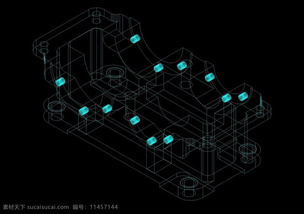 减速器 箱 cad 机械 图纸 机械素材 机械设计 机械图纸素材 dwg 黑色