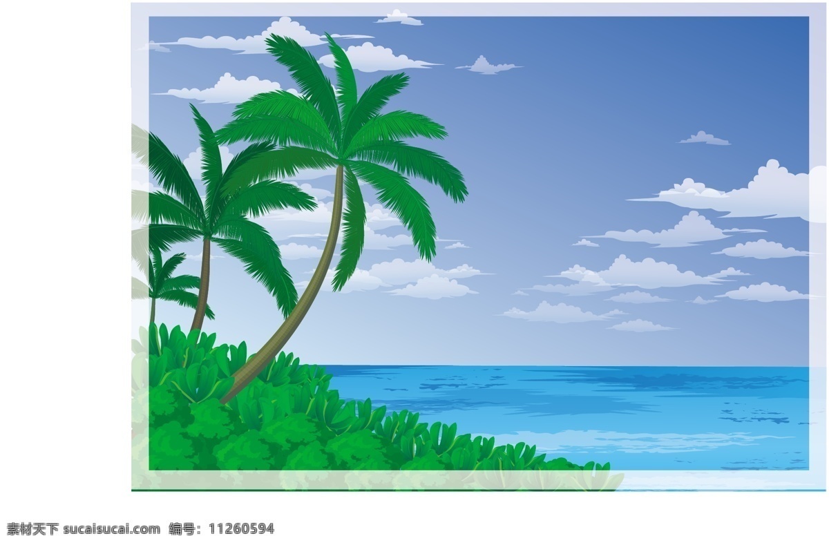 海边椰树 无限放大 蓝色