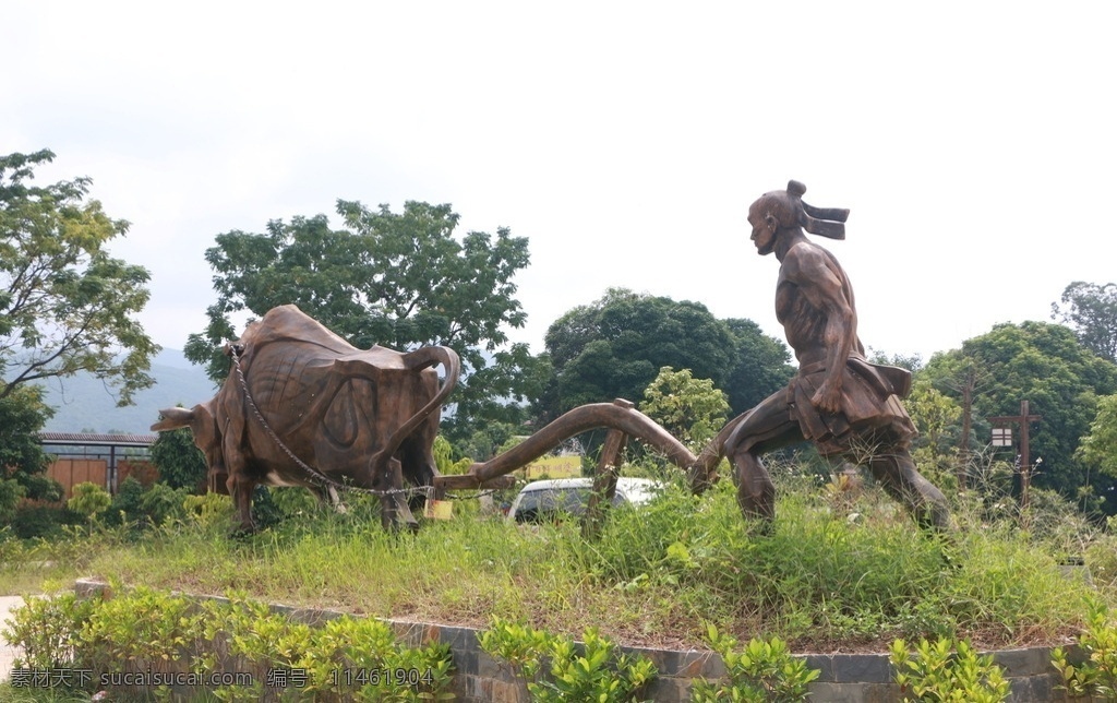 田园 生活 犁 农民 雕像 建筑园林 雕塑