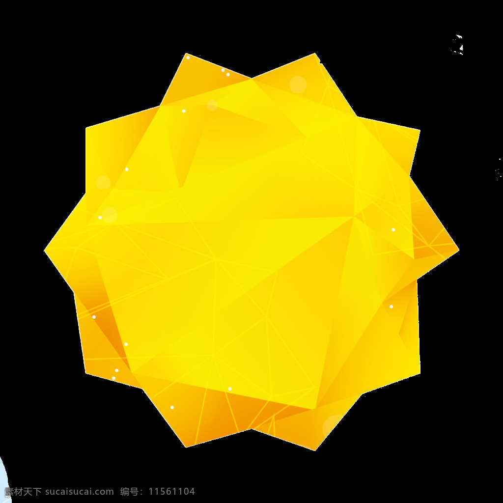 金色 几何 多边形 元素 五角星 透明元素 png元素 免抠元素