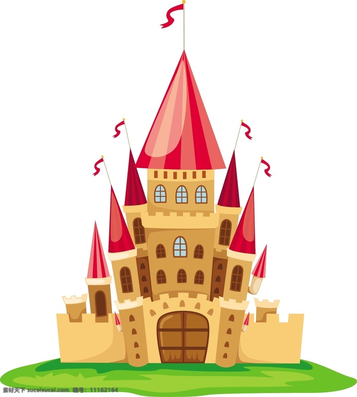 卡通城堡 城堡 旗子 塔 卡通 童話 卡通设计