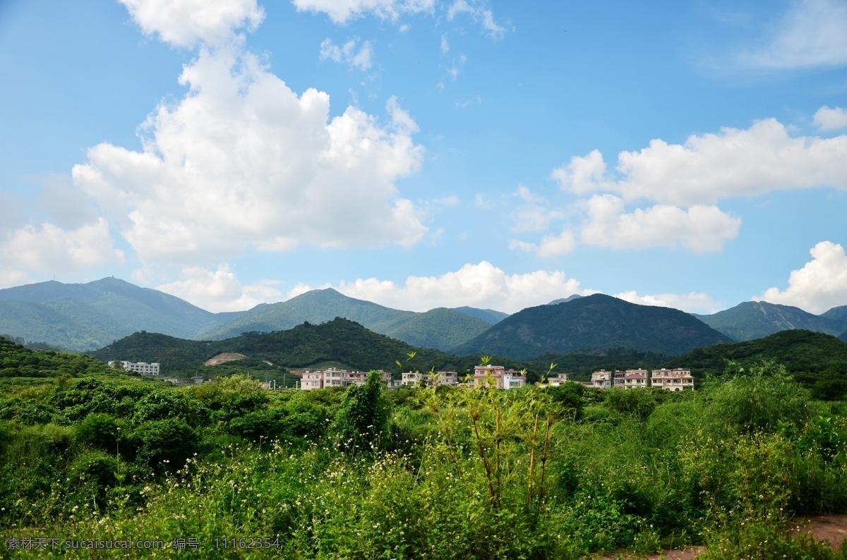 蓝天 白云 天空 远山 远景 自然景观 自然风景