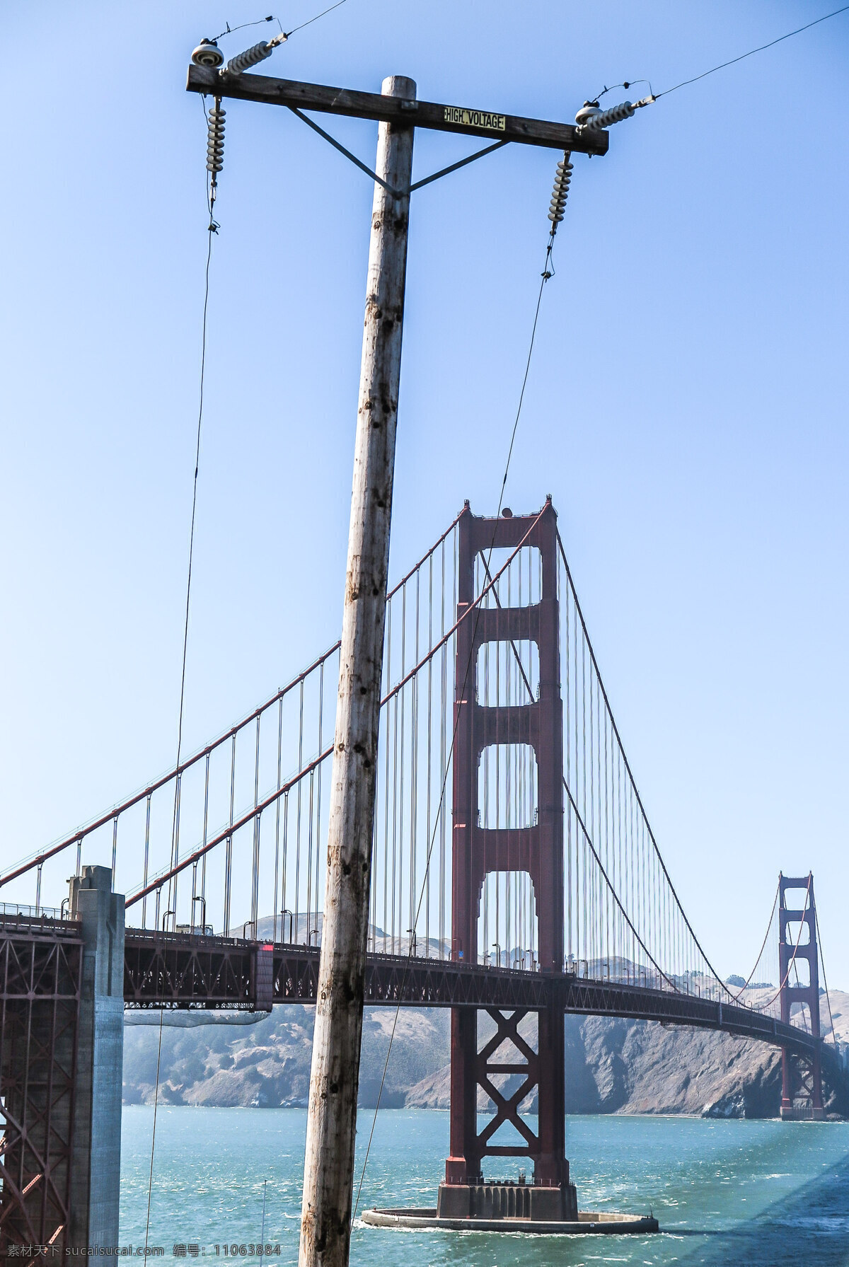 金门大桥 电线杆 遮住 湾 桥 加州 电力 加洲的 极