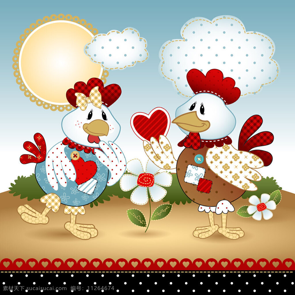 两 只 可爱 的卡 通 小鸡 可爱卡通小鸡 卡通 生物世界 家禽家畜 矢量图库